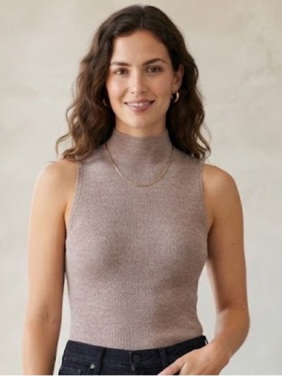 a new day Tops - A New Day Mock Neck Sleeveless Top – Ribbed Tank Blouse Size M NWT